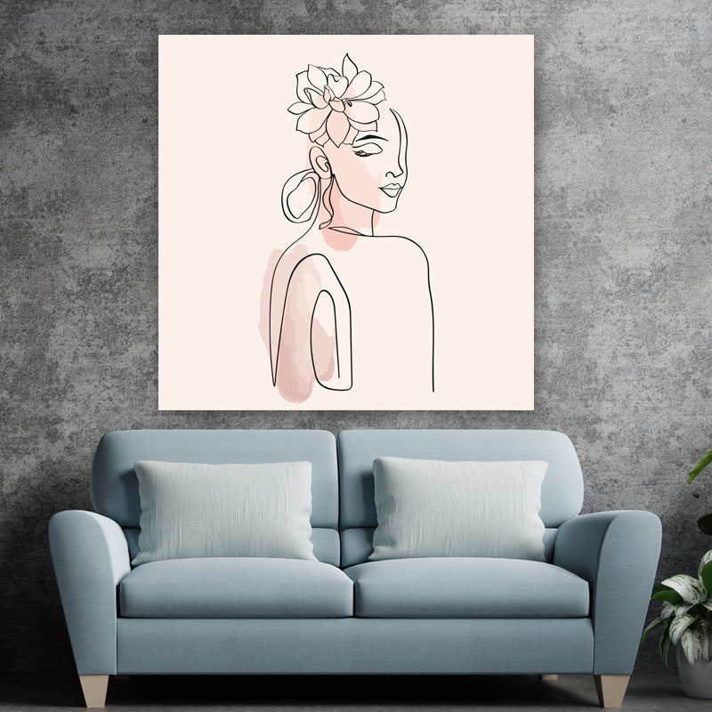 Πίνακας σε καμβά Line Art Woman in Pastel